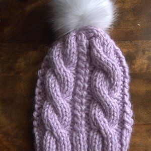 Handmade Winter Knitted Hat / Skiing / Holiday/ Winter Wear with Large Pom Pom